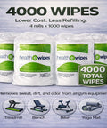 Alcohol Free Bulk Gym Equipment Wipes for Heavy Use 4000 Count 4 Rolls Antiseptic Cleaning Wipes with four roll packaging