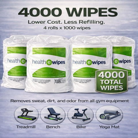 Alcohol Free Bulk Gym Equipment Wipes for Heavy Use 4000 Count 4 Rolls Antiseptic Cleaning Wipes with four roll packaging