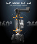 Super Clamp Camera Mount With 360 Dual Ball Head For Bike Handlebar Mounts showing rotation angles