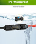 IP67 waterproof connector on 7 In 1 Solar Panel Adapter Kit With 3.6 Foot MC4 And DC 8mm Cable, ideal for outdoor use.