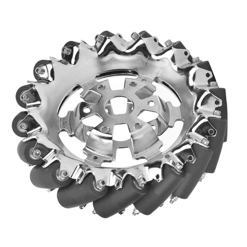 6 Inch Mecanum Wheel For Robots With 16 TPU Rubber Rollers, Heavy Duty Metal Construction, 45 Degree Omnidirectional Drive