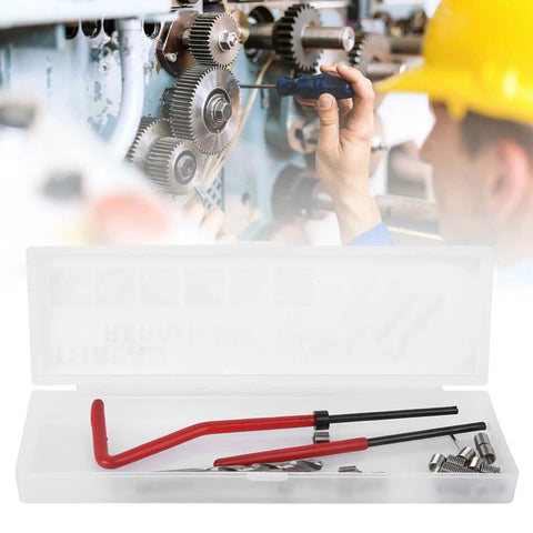 M4 Thread Repair Insert Kit 25Pcs With Clear Plastic Case For Quick Fix Of Damaged Threads In Steel Iron Aluminum And Other Metal Surfaces A Handy Hand Tool For Machinery Maintenance, clear case with inserts and tools