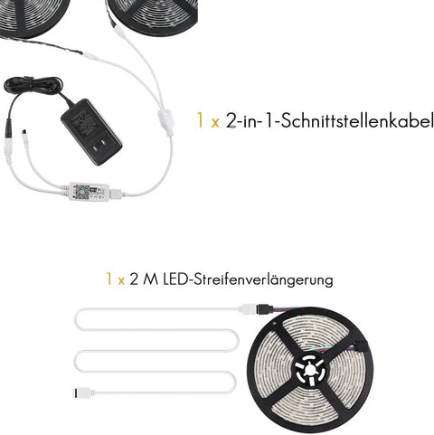 53-Piece LED Strip Connector Kit For 8mm 3528 2835 RGB Rope Lights, 2-in-1 distributor, and LED strip extension cables