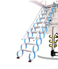 Heavy Duty Electric Wall Mount Attic Stairs With Hella Sturdy Steel Frame And Slip Proof Treads Featuring A Slick Fold Away Design That Saves Massive Floor Space For Tight Lofts And Sheds.
