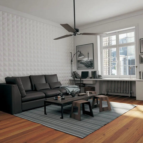 Tirana EnduraWall 3D Decorative Wall Panels Kit Square 11 7 8 Inch 50 Pack 48.96 Sq Ft Coverage Dope Faux Texture For Modern Accent Walls Easy DIY Install in a modern living room.