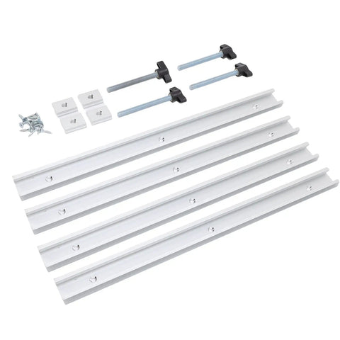 Heavy Duty T Track And Slider Kit For Woodworking Tables with aluminum alloy miter track, four sliders, four screw rods, twelve screws