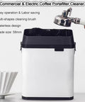 Nail It Automatic Portafilter Cleaner And Commercial Grade Coffee Knock Box with built-in brush for quick waste disposal.
