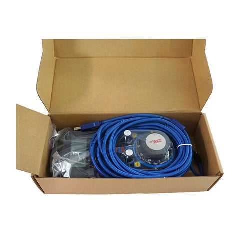 USB Handwheel Control Handle Wheel for CNC Router 4 Axis or 6 Axis Compatible Handheld CNC Controller in packaging with blue cable
