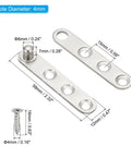 Hidden Door Pivot Hinges 2 Pack 360 Degree Rotation Up Down Shaft Hardware For Secret Doors And Bookcases Sleek Silver Tone Finish Heavy Duty Easy Install PATIKIL, shown with measurement details and included screw.