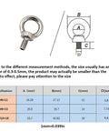 M8 Metric Lifting Eye Bolt Set In 304 Stainless Steel Ring Eyebolt for Rigging Hoisting and Machinery Applications diagram