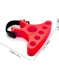 Clip On Bike Handlebar Stand Stabilizer 2 Pack Portable Repair Bracket in red, showing dimensions and adjustable strap