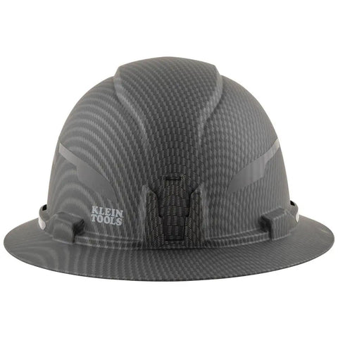Front view of Hard Hat With Premium KARBN Pattern Full Brim Non Vented Design Padded Sweat Wicking Band And Top Pad