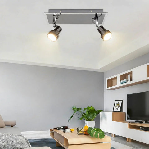 Six Head LED Track Light Kit With Rotatable Heads And Foldable Arms For Kitchen Living Room Dining Room And Office Directional Ceiling Spotlight Flush Mount Energy Saving And Easy Install