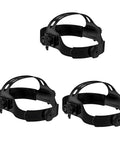 Three adjustable comfort welding headgears with full face coverage, lightweight ABS shell for welders; set of three units.