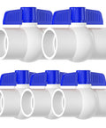 Top Shelf One Quarter Turn PVC Ball Valve With Blue T Handle SCH 40 No Sweat Shut Off Fitting built like a tank, 4-pack for plumbing projects.