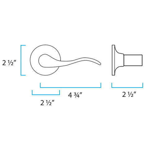 Dimensions diagram of lever from Electronic Touchpad Entry Keyless Deadbolt and Passage Lever Combo in Black, Easy Install