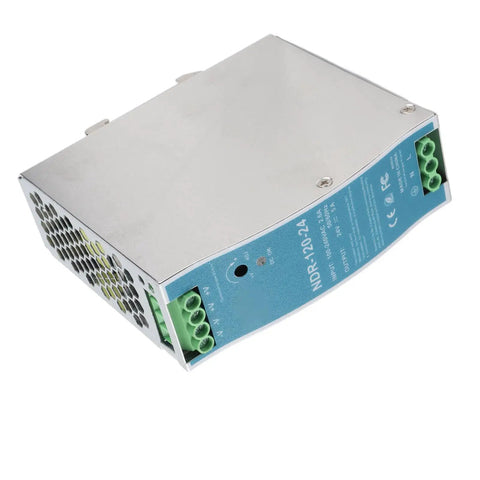 Heavy Duty 120W Rail Power Supply 24V 5A for Industrial Machines NDR 120 24 with Aluminum Plastic Enclosure, top view