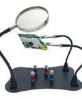 Helping Hands Soldering Station With 2.5X Magnifier for PCB Circuit Boards Holder Gooseneck Arms with Alligator Clips Steel Base