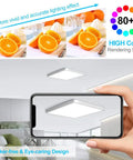 Hand holding phone showing 12 Inch LED Ceiling Light Flush Mount 24W 5000K Daylight White 3200LM Bright Square LED Ceiling Light
