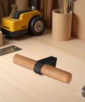 Solid Wood Drawer Pulls And Cabinet Handles Black Single Hole Wood Doorknob European Style Anti Collision Hardware shown on table