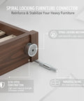 Spiral Locking Furniture Connector built with tough Q235 steel shown on wooden bed frame for tight, stable connection.