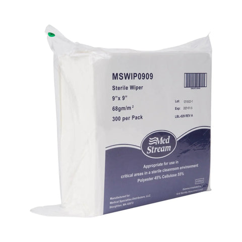 Premium Sterile Polyester And Cellulose Cleanroom Wipes 9x9 inches in sealed package for labs and clinics.