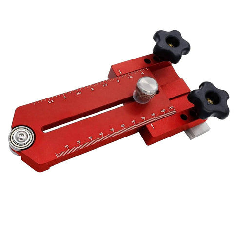 Extended Thin Ripping Jig For Woodworking With Dual Bearings, Aluminum Alloy Guide Jig, Red, for Table Saw and Router Use
