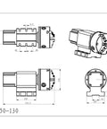 Technical drawing of Heavy Duty CNC Rotary Fourth Axis Kit With Workhorse Harmonic Reducer Gearbox And Tough As Nails 130Mm Chuck.