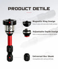 Image showing 6 Pcs Magnetic Drywall Screw Setter Bits Featuring Ph2 Depth Stop Dimpler Adapter, magnetic ring, adjustable depth design.