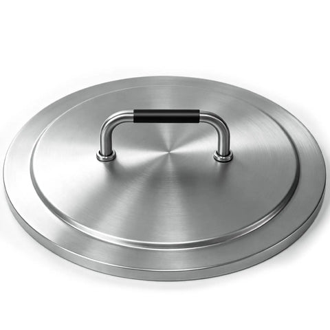 Round 19.5 Inch Fire Pit Lid For Bonfire 2.0 And 1.0 Smokeless Pits 304 stainless steel with heat resistant handle.