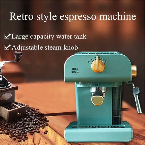 Electric Coffee Maker With Auto Milk Frother For Smooth Cappuccino Sips Transparent Water Reservoir Safety Valve Removable Drip Tray Stainless Steel Frame Smart Controls A Game Changer For Weekend Coffee Crews in retro style.