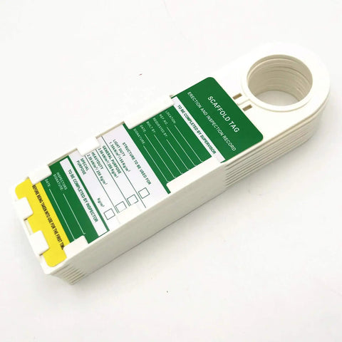 Scaffold Status Tags And Holders Set Of 10 With 11.75 Inch Height And 3.5 Inch Width Heavy Duty Tag Holders For Daily Inspections Danger Do Not Use Label Reminders Tracks Weight And Safety Status At Jobsite, white PA holder with green tag