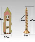 Self Drilling Drywall Anchors Kit, 400 Pieces, Quick Tap In No Drill Needed, Heavy Duty Wall Fasteners For Sheetrock Gypsum Board And Hollow Walls, 12mm x 40mm, Anti Loosening Grip Teeth, Wide Surface Support. 12mm x 40mm anchor and screw dimensions shown