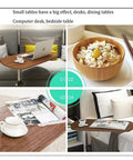 Height Adjustable Bedside Table Mobile Laptop Stand Couch Tray Cart Slick Foldable Design used for meals and reading on a sofa.