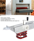 Premium Stainless Steel Router Table Lift System With Precision Insert Base Plate on workbench for woodworking tasks.