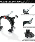 All In One Bicycle Brake Set For Front And Rear Caliper Brakes With Aluminum Alloy Levers, angle adjustment and mounting screws