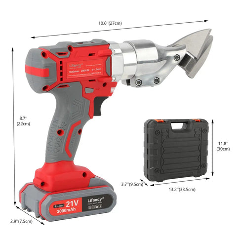 21V Cordless Metal Shears For Cutting Sheet Metal 14 Gauge 0 To 3000 SPM With Dual 3000mAh Batteries And Charger