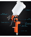 Heavy Duty Professional Pneumatic Paint Sprayer That Operates Like A Dream With An Adjustable Spray Pattern showing components including adjustment valves.