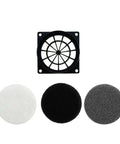 Ventilation fan kit with three round filters for Dual Placement Resin 3D Printer Enclosure Tent With Adjustable Ventilation Exhaust Fan Kit For Resin Printers Keeps Fumes Down And Prints Clean, Fits Most Compact And Large Units, Easy Setup With Vertical Or Horizontal Placement.