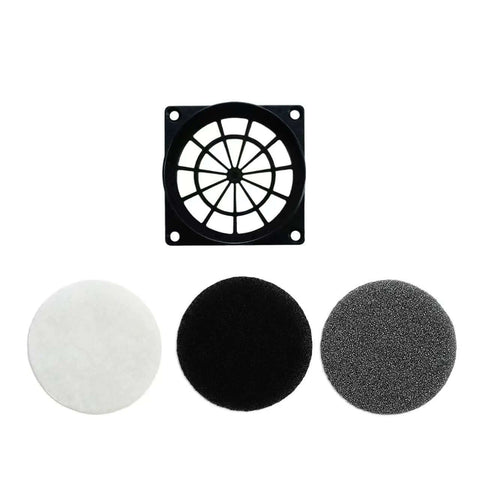 Ventilation fan kit with three round filters for Dual Placement Resin 3D Printer Enclosure Tent With Adjustable Ventilation Exhaust Fan Kit For Resin Printers Keeps Fumes Down And Prints Clean, Fits Most Compact And Large Units, Easy Setup With Vertical Or Horizontal Placement.