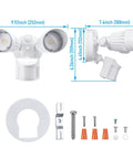 Powerful Outdoor Motion Sensor Flood Light With Adjustable Heads Dusk To Dawn 100 To 277V 5000K Daylight IP65 Aluminum ETL Listed