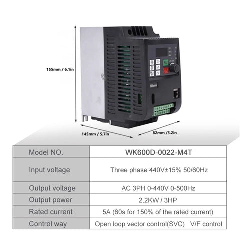 440V 11KW 3-Phase VFD Variable Frequency Drive For Motor Speed Control Inverter Heavy Duty 3HP 2.2kW Industrial Grade With Built In Protection And PLC Ready Control For Smooth Start And Precise Speed Regulation, 145x155x82mm
