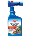 3 In 1 Insecticide And Fungicide For Plants Ready To Spray 32 Oz Boss Level Pest Defense blue bottle with sprayer attachment
