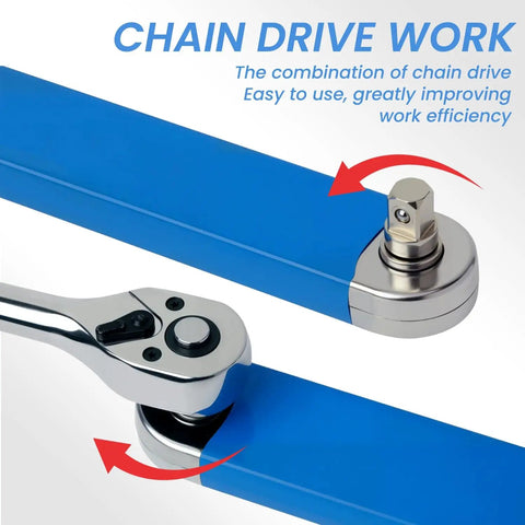Offset Extension Wrench Set With Zero Degree Ratchet Extension For Tight Spaces, Impact Ready, Blue Wrench Extender