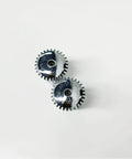 Set Of Two Upright Fire Sprinkler Heads With Half Inch Npt Threads Chrome Plated Copper Housing One Fifty Five Fahrenheit Activation, viewed from above.