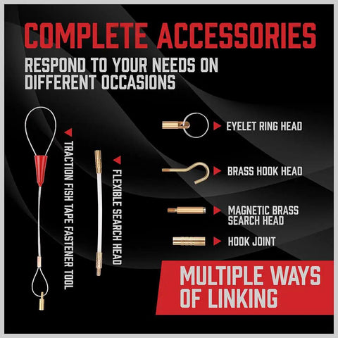 Fiberglass Wire Puller Kit For Electrical Cables Twenty Two Point Five Feet With 7 Attachments Pro Grade Beast Cable Snake Glow Rods accessories