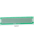 Double Sided PCB Prototype Boards Set Of Ten For DIY Soldering Two By Eight Centimeter FR4 Tin Plated Printed Circuit Boards With 2.54 Millimeter Hole Pitch And 1 Millimeter Holes Great For Microcontroller Makers Amplifiers And Sensor Builds top view