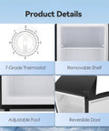 Hella Compact Yet Hella Spacious 1.1 Cu Ft Small Upright Freezer Mini Freezer In Matte Black features 7-grade thermostat and removable shelf.