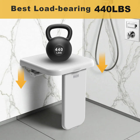 Folding Shower Chair Wall Mounted Fold Down Bath Seat With 440 Lb Capacity Sturdy Shower Bench for elderly disabled and pregnant women