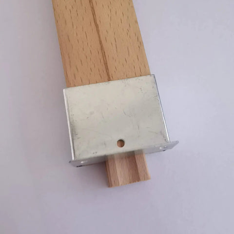 Close-up of a smooth natural wood glide attached to a heavy duty steel runner for center mount drawer slides. Give Your Furniture A Major Glow Up With These Bulletproof Center Mount Drawer Slides Featuring Heavy Duty Steel Runners And Smooth Natural Wood Glides For A Seamless Dresser Replacement Set Of Four.